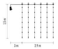 11097 Osvětlení záclona 2,9 x 1,5 m, 300 LED, teplá bílá-2