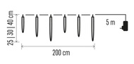 11331 Rampouchy s padajícím efektem řetěz 2 m, 6 ks, 160 LED studená bílá-3