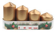 14372 Adventní svíce válec zlatá LAK, postupka 50, 75, 90, 105 x 60 mm, 4 ks-1
