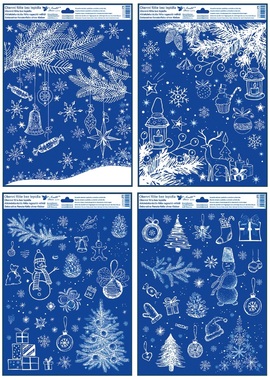 Okenní fólie vánoční s glitry 30 x 42 cm