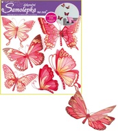 655 Samolepky na zeď motýli růžoví s pohyblivými křídly, 39x30cm-1