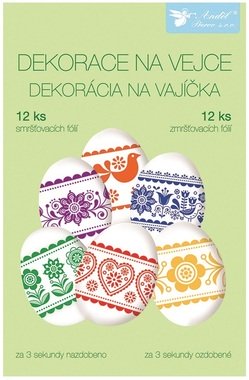 Smršťovací dekorace na vejce 12 ks, tradiční vzory